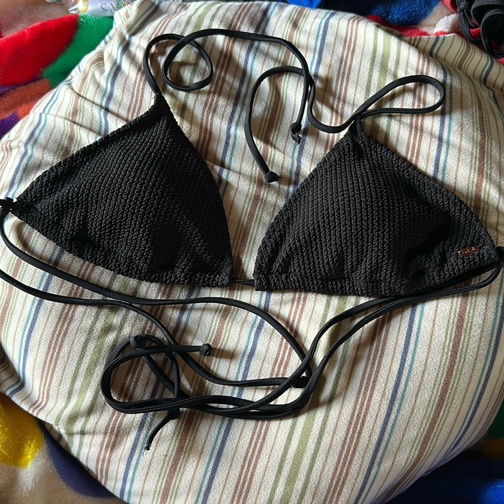 PINK Triangle Crinkle Bikini Top